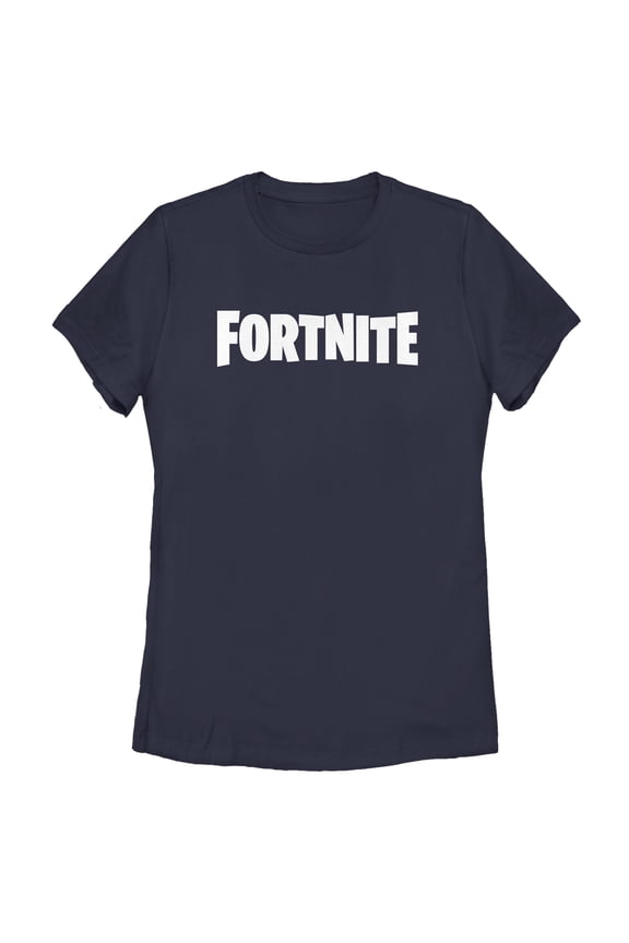 Women's Fortnite Classic White Logo Graphic Tee Navy Blue Large