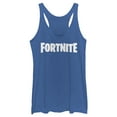 thumbnail image 1 of Women's Fortnite Classic White Logo  Racerback Tank Top Royal Blue Heather 2X Large, 1 of 4