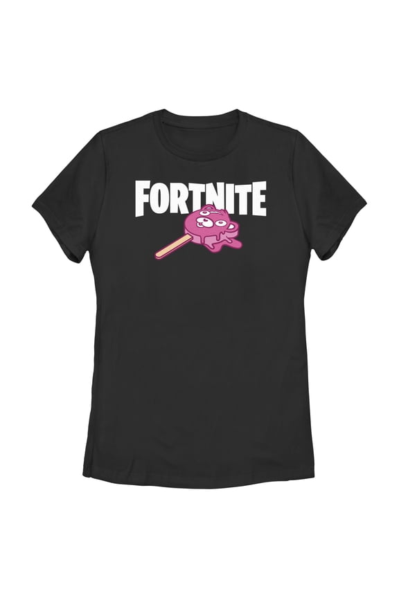Women's Fortnite Cuddle Team Leader Popsicle  Graphic Tee Black Large
