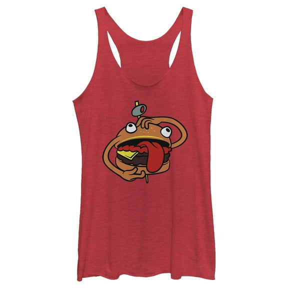 Women's Fortnite Durr Burger Racerback Tank Top Red Heather Medium