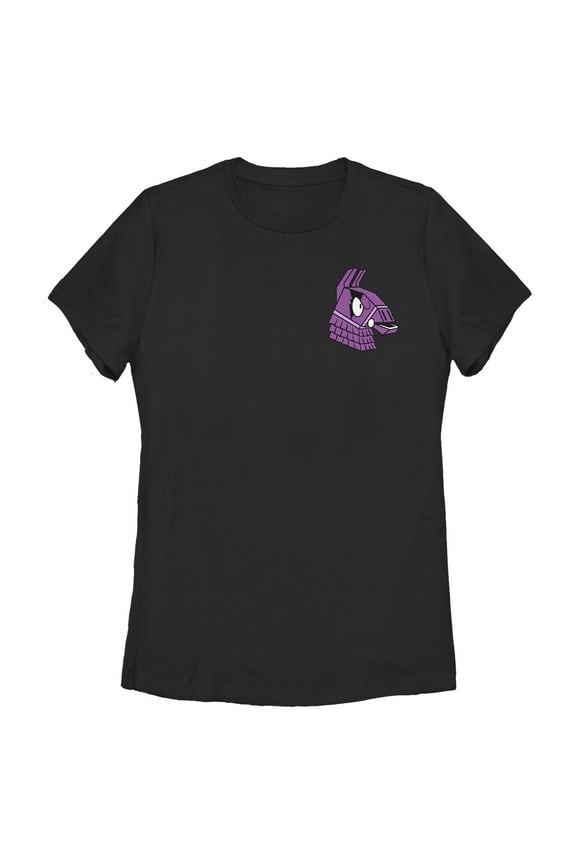 Women's Fortnite Llama Pinatas Pocket Logo Graphic Tee Black Medium
