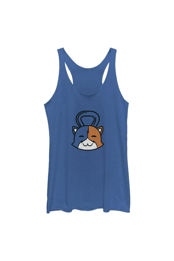 Women's Fortnite Meowscles Dumbbell Racerback Tank Top Royal Blue Heather Small