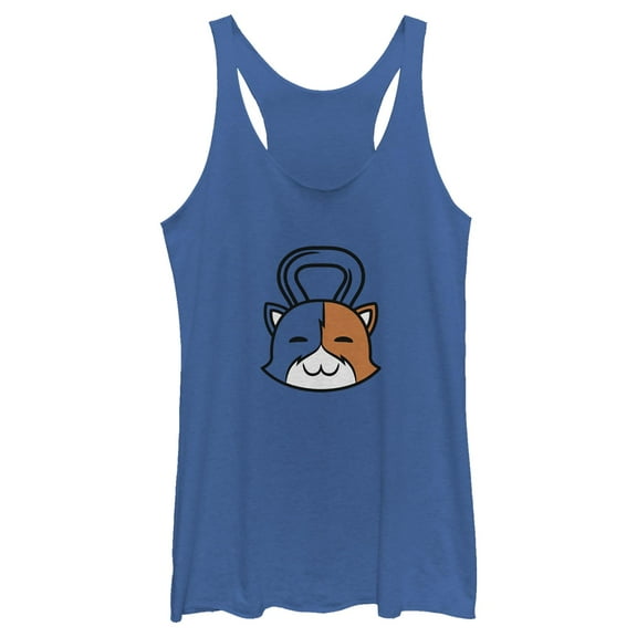 Women's Fortnite Meowscles Dumbbell Racerback Tank Top Royal Blue Heather X Large