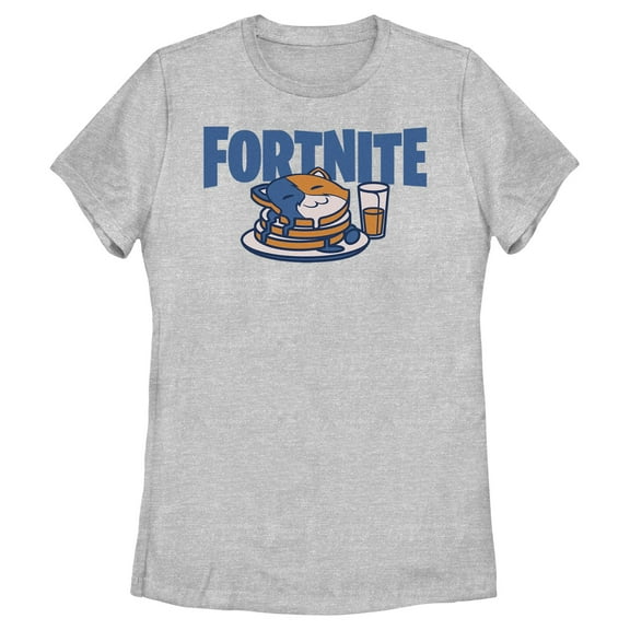 Women's Fortnite Meowscles Pancakes  Graphic Tee Athletic Heather Medium