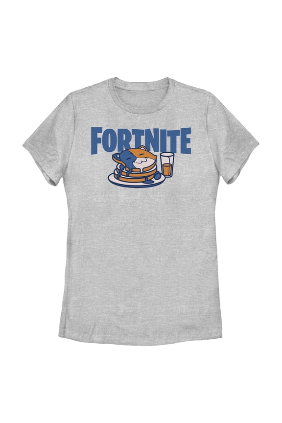 Women's Fortnite Meowscles Pancakes  Graphic Tee Athletic Heather Medium