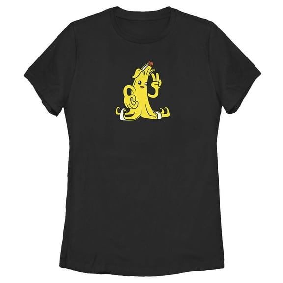 Women's Fortnite Peely Peace Sign Graphic Tee Black Small