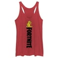 thumbnail image 1 of Women's Fortnite Peely Peace Sign Vertical Logo  Racerback Tank Top Red Heather X Large, 1 of 4