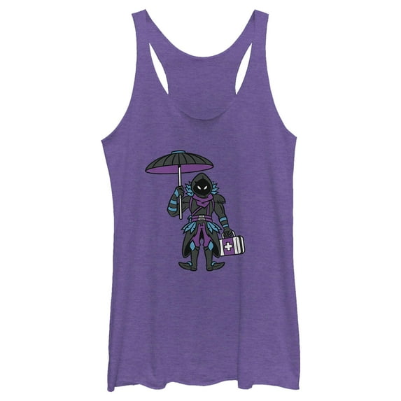 Women's Fortnite Raven Float On Racerback Tank Top Purple Heather X Large