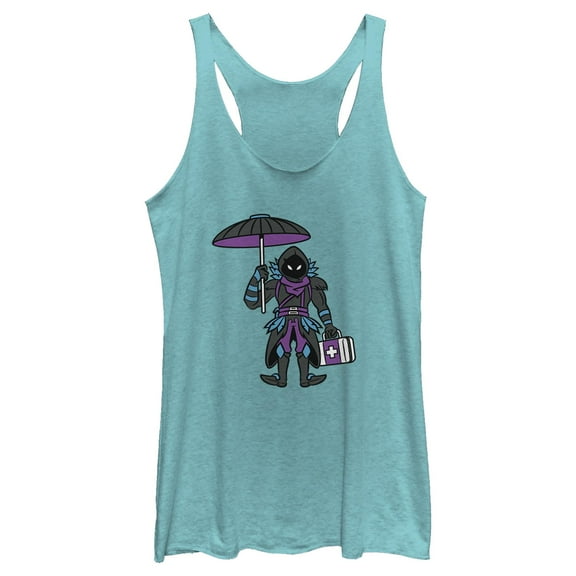 Women's Fortnite Raven Float On Racerback Tank Top Tahiti Blue X Large