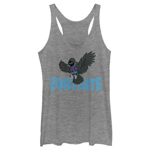 Women's Fortnite Raven Logo Racerback Tank Top Gray Heather Large