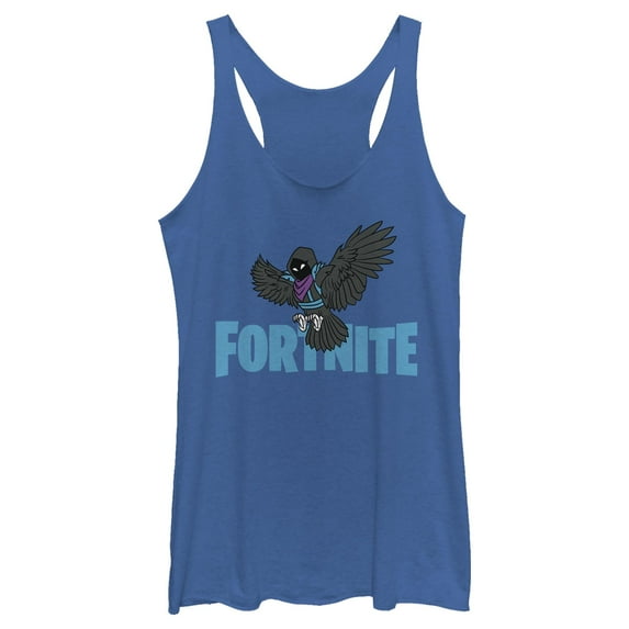 Women's Fortnite Raven Logo Racerback Tank Top Royal Blue Heather Medium