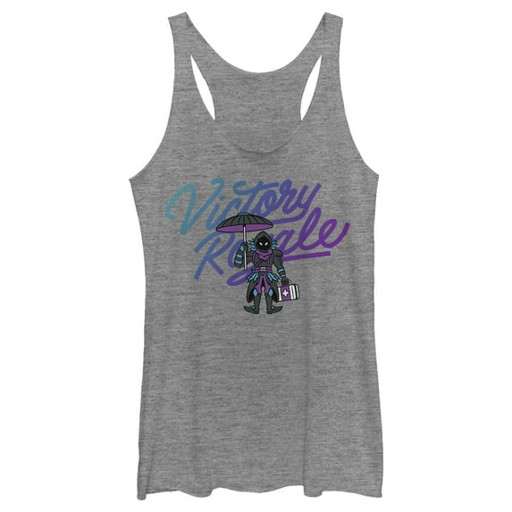 Women's Fortnite Raven Victory Royale Racerback Tank Top Gray Heather Medium