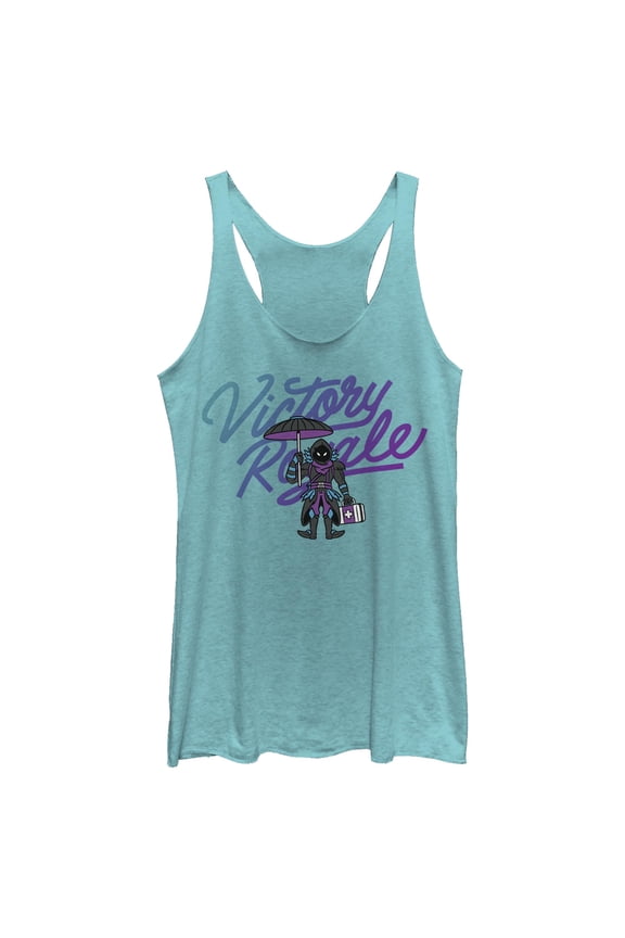 Women's Fortnite Raven Victory Royale Racerback Tank Top Tahiti Blue X Large