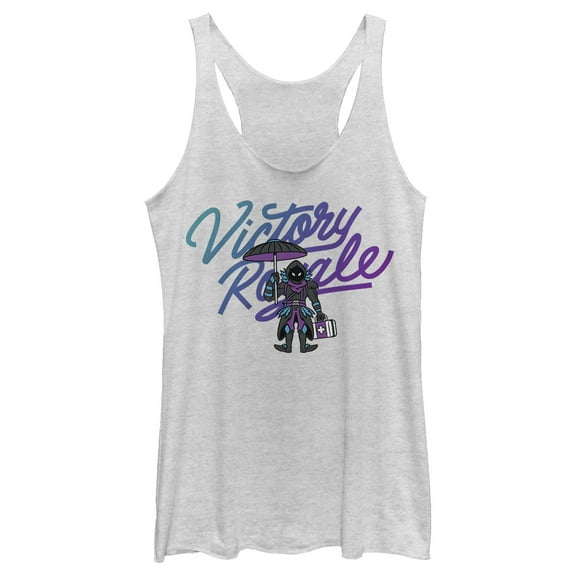 Women's Fortnite Raven Victory Royale Racerback Tank Top White Heather Medium