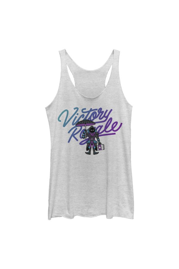 Women's Fortnite Raven Victory Royale Racerback Tank Top White Heather X Small