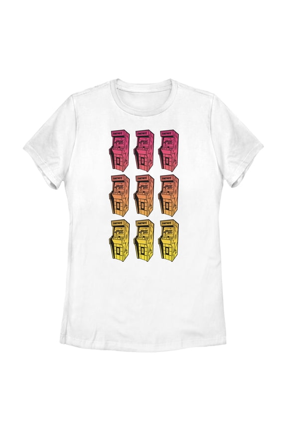Women's Fortnite Retro Arcade Stack Graphic Tee White 2X Large