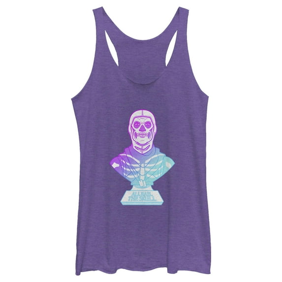 Women's Fortnite Skull Trooper All Hail Glow Racerback Tank Top Purple Heather X Small