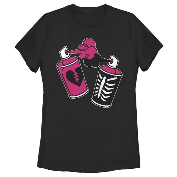 Women's Fortnite Spray Can Graffiti  Graphic Tee Black Medium