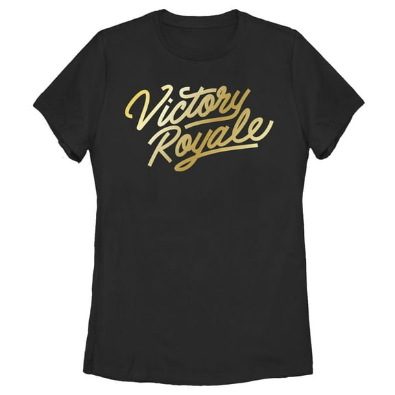 Women's Fortnite Victory Royale Gold Script  Graphic Tee Black Large
