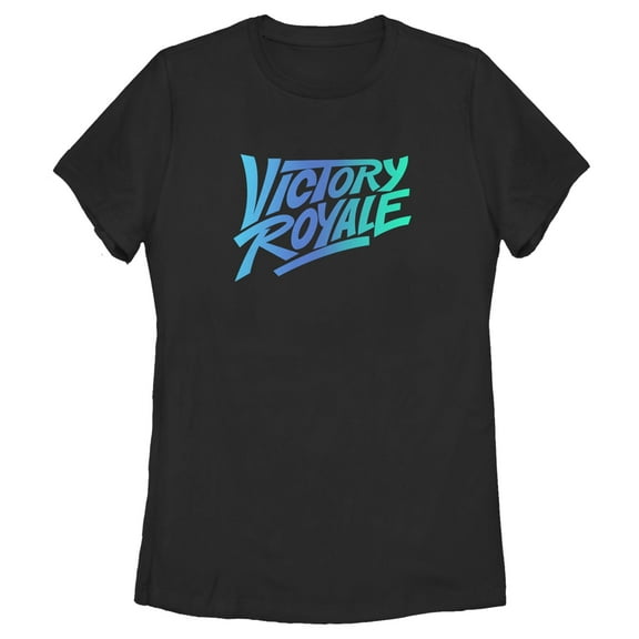 Women's Fortnite Victory Royale Gradient Logo Graphic Tee Black Small
