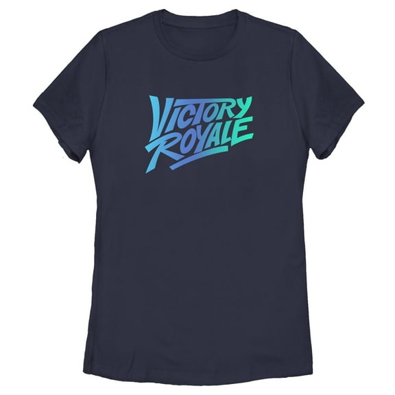 Women's Fortnite Victory Royale Gradient Logo Graphic Tee Navy Blue Medium