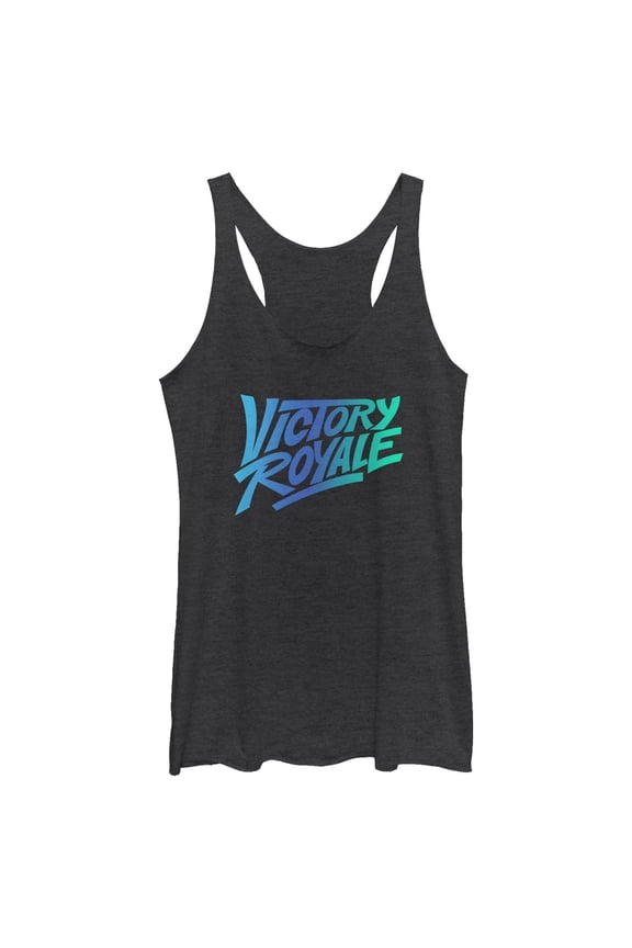 Women's Fortnite Victory Royale Gradient Logo Racerback Tank Top Black Heather X Small