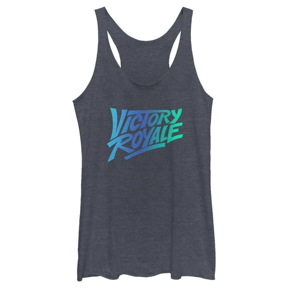 Women's Fortnite Victory Royale Gradient Logo Racerback Tank Top Navy Blue Heather Large