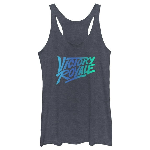 Women's Fortnite Victory Royale Gradient Logo Racerback Tank Top Navy Blue Heather Small