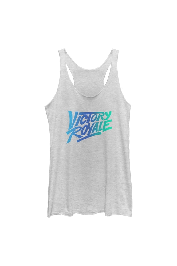 Women's Fortnite Victory Royale Gradient Logo Racerback Tank Top White Heather Small