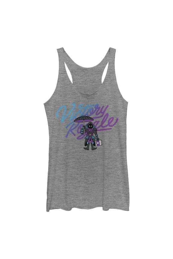 Women's Fortnite Victory Royale Raven Float On Racerback Tank Top Gray Heather X Small