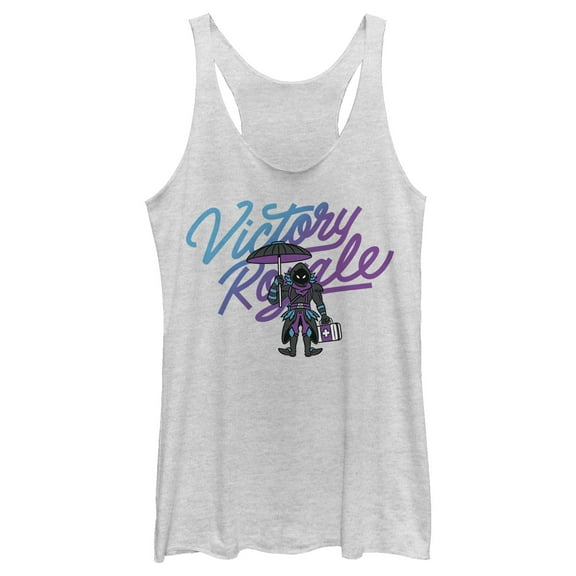 Women's Fortnite Victory Royale Raven Float On Racerback Tank Top White Heather X Large