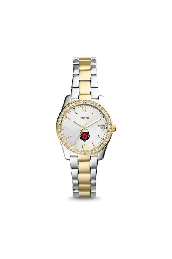 Women's Fossil Arkansas State Red Wolves Scarlette Mini Two-Tone Stainless Steel Watch