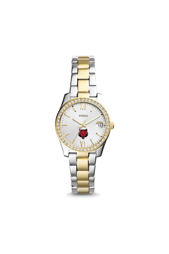 Women's Fossil Arkansas State Red Wolves Scarlette Mini Two-Tone Stainless Steel Watch