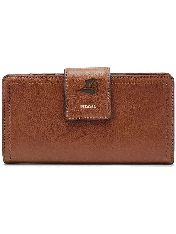 Women's Fossil Brown Providence Friars Leather Logan RFID Tab Clutch