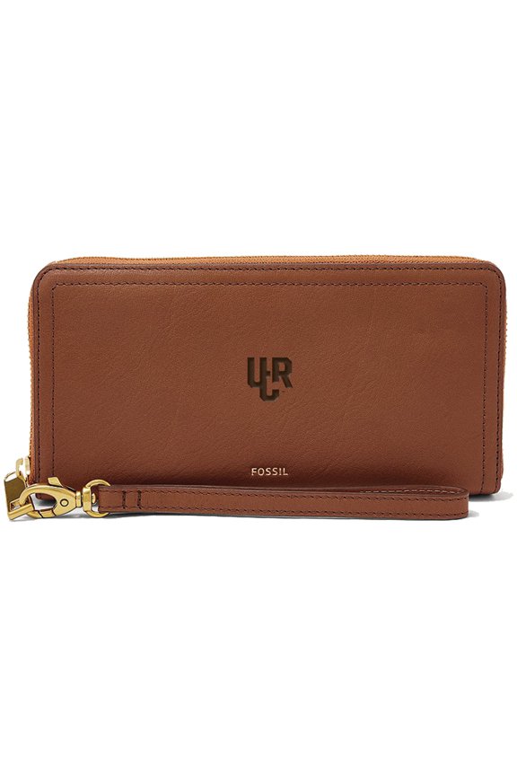 Women's Fossil Brown UC Riverside Highlanders Leather Logan RFID Zip Around Clutch