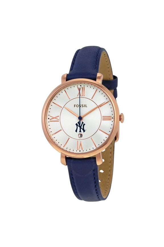 Women's Fossil Gold/Navy New York Yankees Jacqueline Leather Watch