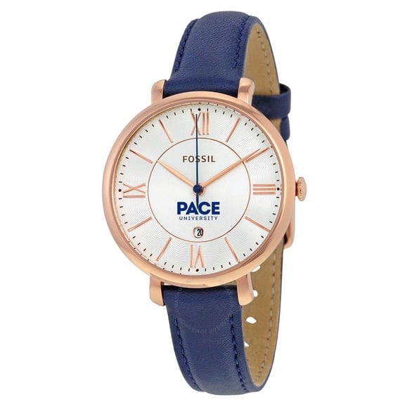 Women's Fossil Gold/Navy Pace University Setters Jacqueline Leather Watch
