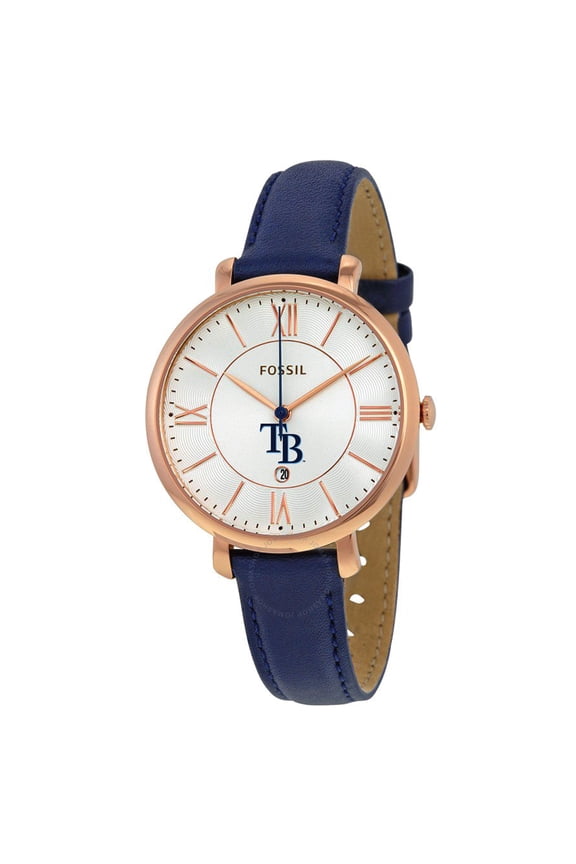 Women's Fossil Gold/Navy Tampa Bay Rays Jacqueline Leather Watch