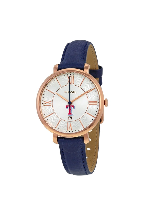 Women's Fossil Gold/Navy Texas Rangers Jacqueline Leather Watch
