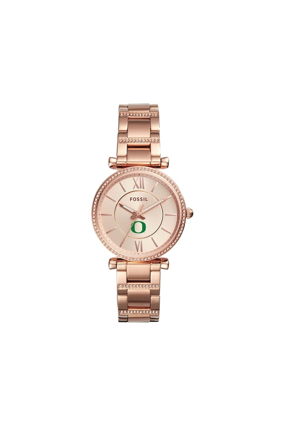 Women's Fossil Gold Oregon Ducks Carlie Rose Stainless Steel Watch