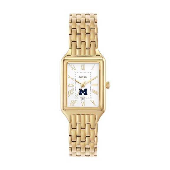 Women's Fossil Michigan Wolverines Raquel Gold-Tone Stainless Steel Watch