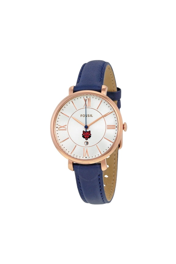 Women's Fossil Navy Arkansas State Red Wolves Jacqueline Leather Watch