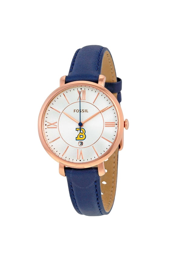 Women's Fossil Navy Birmingham-Southern Panthers Jacqueline Leather Watch
