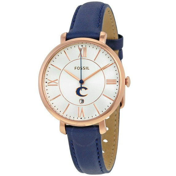 Women's Fossil Navy Clayton State Lakers Jacqueline Leather Watch