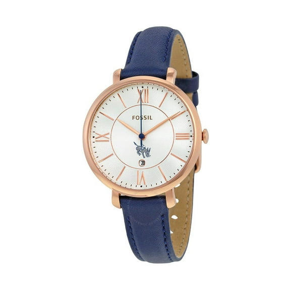 Women's Fossil Navy Colorado School of Mines Orediggers Jacqueline Leather Watch