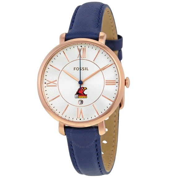 Women's Fossil  Navy Illinois Tech Scarlet Hawks Jacqueline Leather Watch