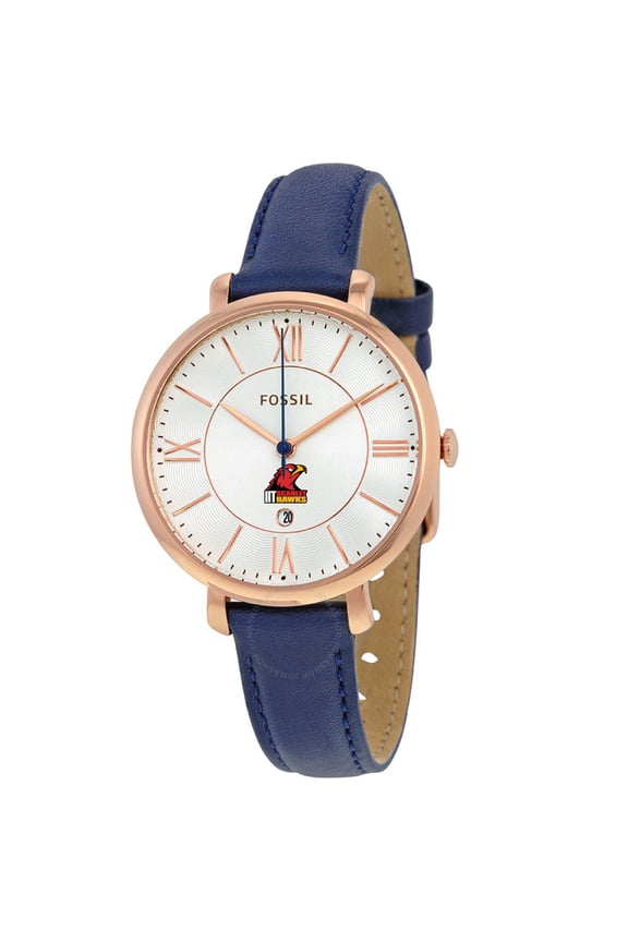 Women's Fossil  Navy Illinois Tech Scarlet Hawks Jacqueline Leather Watch