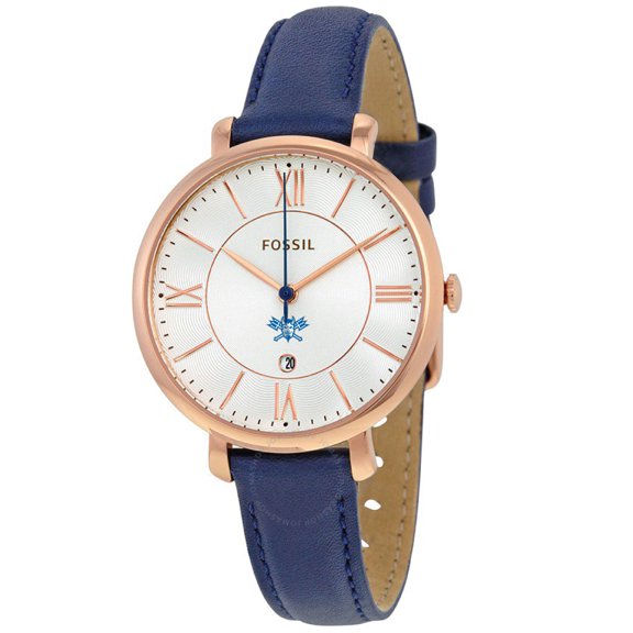 Women's Fossil  Navy Lawrence Technological University Blue Devils Jacqueline Leather Watch