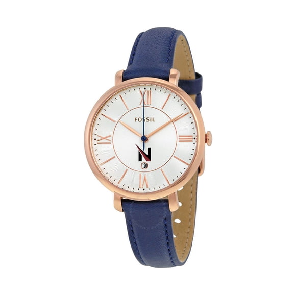 Women's Fossil Navy Northwestern Ohio Racers Jacqueline Leather Watch