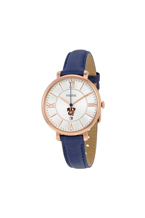 Women's Fossil Navy Rochester Institute of Technology Tigers Jacqueline Leather Watch